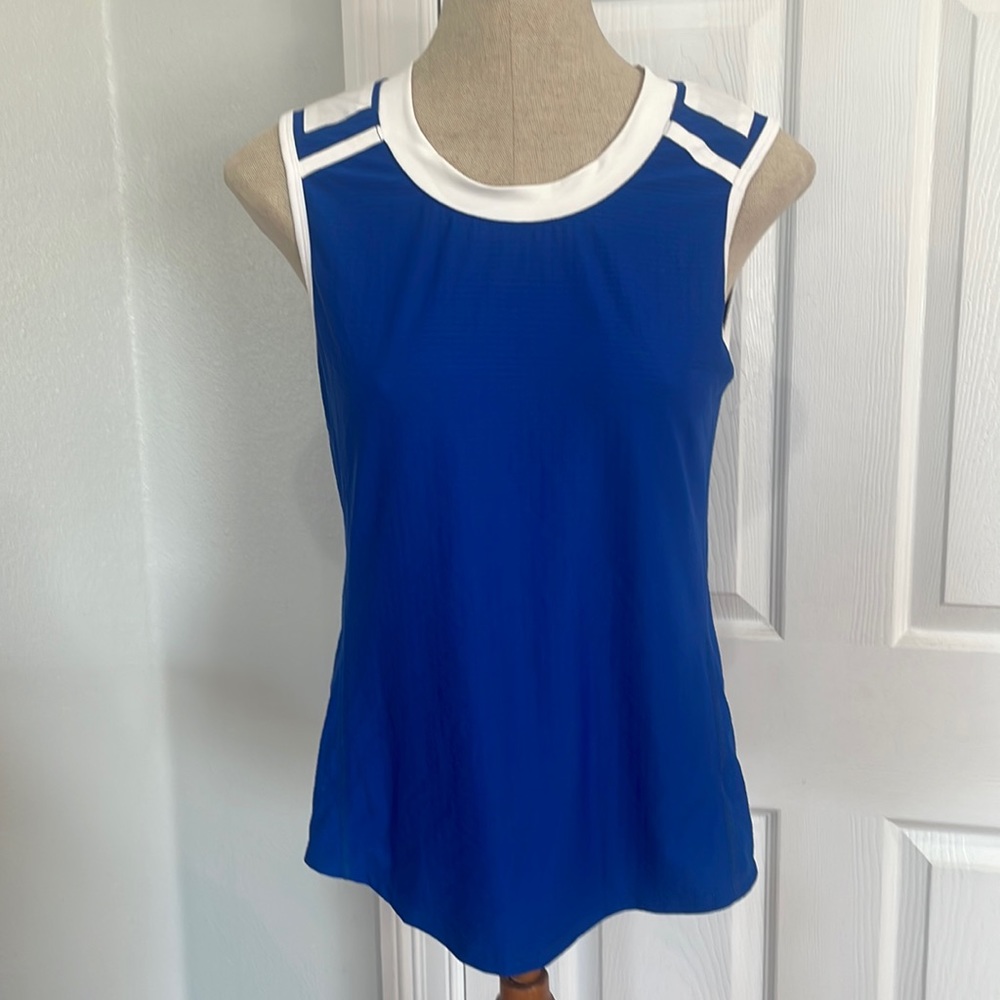 Russell athletic tank top dri Power Stretch sleeveless blue white women’s size S